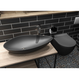 Унитаз подвесной безободковый City, сиденье Bella Soft-Close Антрацит матовый