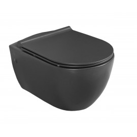 Унитаз подвесной безободковый City, сиденье Bella Soft-Close Антрацит матовый