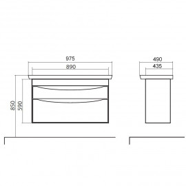 Тумба Америна консольная 100 см (Каштан) с умывальником Arica