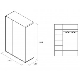 Шкаф Астрид 3-х дверный серый