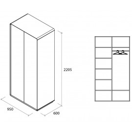 Шкаф Астрид 2-х дверный серый