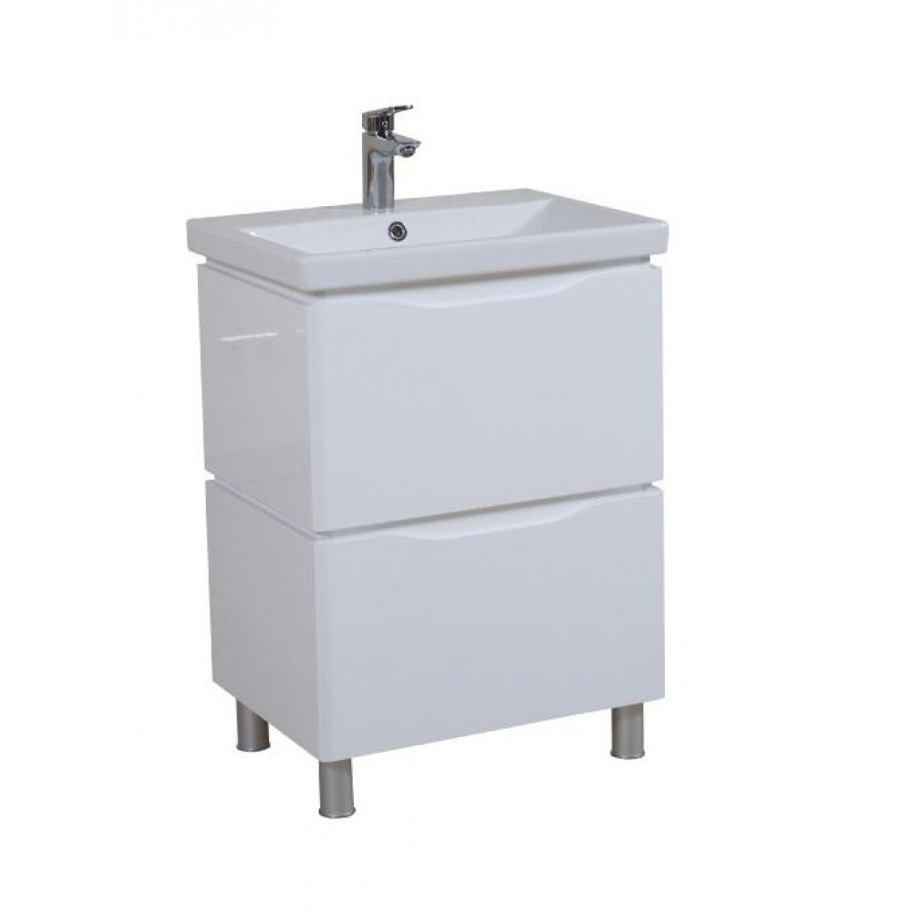 Тумба Венеция напольная 60 см Белая с умывальником Elite