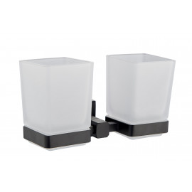 Стакан для зубных щеток двойной Леонардо, черный матовый 9928 