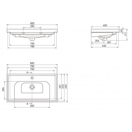 Тумба Винтаж консольная 80 см с умывальником Elite (Севилья)