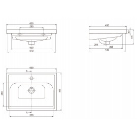 Тумба Винтаж (белый глянец) 60 см с умывальником Frame (консольная)