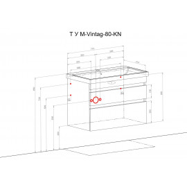Тумба Винтаж (белый глянец) 80 см с умывальником Frame (консольная)