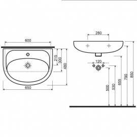 Тумба  Терра с умывальником Нова 65 см