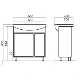 Тумба  Терра с умывальником Нова 65 см
