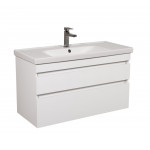 Тумба &quot;Винтаж&quot; (белый глянец) 100 см с умывальником &quot;Frame&quot; (консольная)