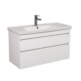 Тумба &quot;Винтаж&quot; (белый глянец) 100 см с умывальником &quot;Frame&quot; (консольная)