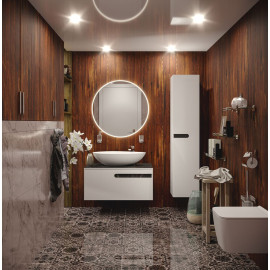 Тумба  Остин белый мат со столешницей 90 см и умывальником ONE 46*46 см квадрат