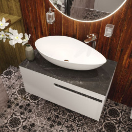 Тумба  Остин белый мат со столешницей 90 см и умывальником One 67 см Овал