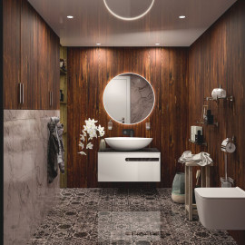 Тумба  Остин белый мат со столешницей 90 см и умывальником One 67 см Овал