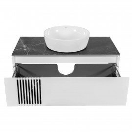 Тумба  Манхэттен белый мат со столешницей 100 см и умывальником ONE 46см круг