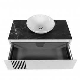 Тумба Манхэттен белый мат со столешницей 100 см и умывальником Zero 46