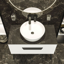 Тумба Сиена белый мат со столешницей 90 см и умыв. Olive 74 см