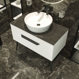 Тумба Сиена белый мат со столешницей 90 см и умыв. Olive 74 см