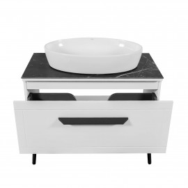 Тумба  Сиена белый мат со столешницей 90 см и умывальником One 67 см Овал