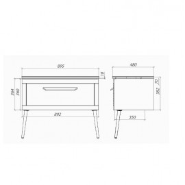 Тумба  Сиена белый мат со столешницей 90 см и умывальником Zero 46
