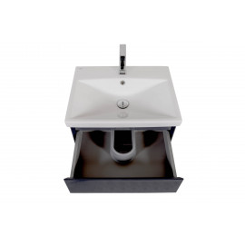 Тумба Элит консольная 60 см с умывальником Элит (Графит глянец)