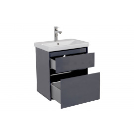 Тумба Элит консольная 60 см с умывальником Элит (Графит глянец)