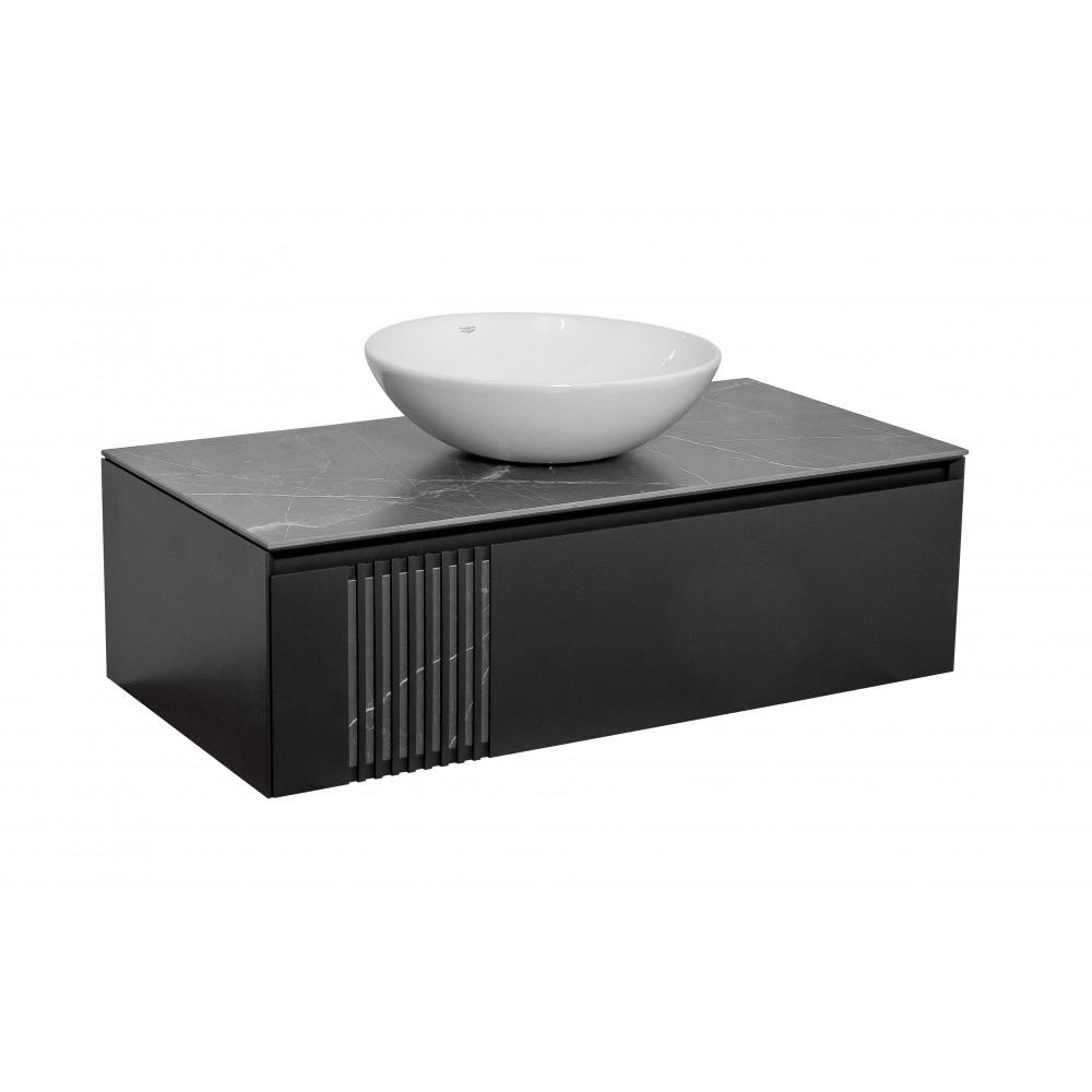 Тумба Манхэттен Антрацит матовый со столешницей 100 см и умывальником Zero 46