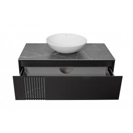 Тумба Манхэттен Антрацит матовый со столешницей 100 см и умывальником Zero 46
