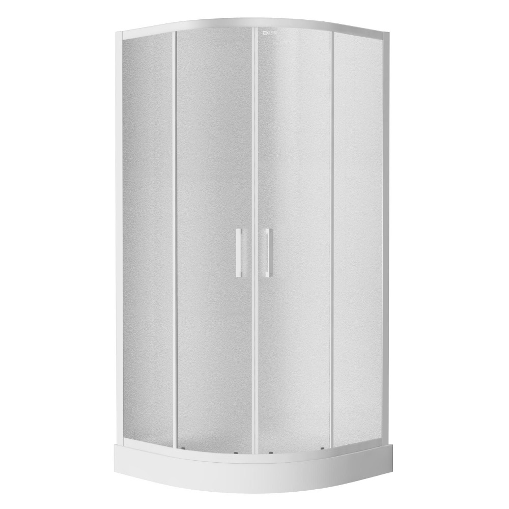 TISZA душевая кабина 90*90*200см, на мелком поддоне, профиль белый, стекло 