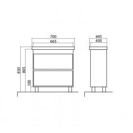 Тумба Валенсия 70 см с умывальником Frame