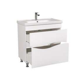 Тумба Альфа напольная 80 см белая с умывальником Frame