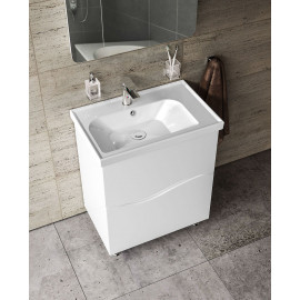 Тумба Альфа напольная 60 см белая c умывальником Frame