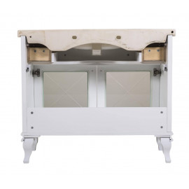 Тумба Беатриче Люкс 100 см белый патина золото с умывальником Нью Классик