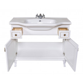 Тумба Беатриче 100 см белый патина золото с Умывальником Нью Классик