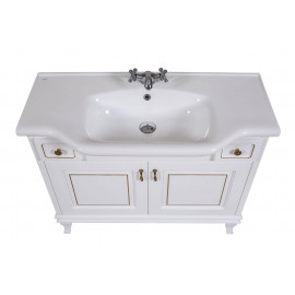 Тумба Беатриче 100 см белый патина золото с Умывальником Нью Классик