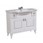 Тумба Беатриче 100 см белый патина золото с Умывальником Нью Классик