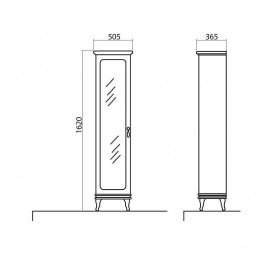 Пенал Беатриче 50 см белый патина золото (правый/левый)