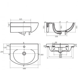 Тумба Квадро 60 см с умывальником