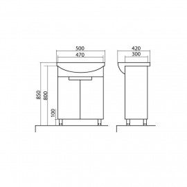 Тумба Квадро 50 см с умывальником
