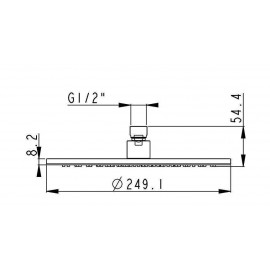 Верхний душ Rodos 010CP R250mm, круглый