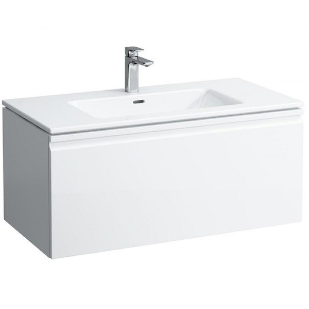 PRO S тумба 1000*500мм, с раковиной, с 1-м отв. под смес. посредине, белый глянец