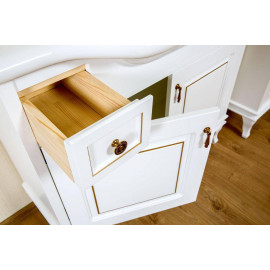 Тумба Беатриче 100 см белая патина хром с Умывальником Нью Классик