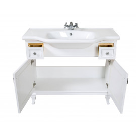 Тумба Беатриче 100 см белая патина хром с Умывальником Нью Классик