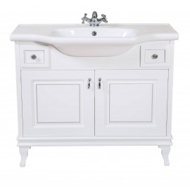 Тумба Беатриче 100 см белая патина хром с Умывальником Нью Классик