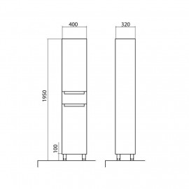 Пенал Омега напольный 40 см (правый)