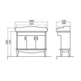Тумба Микела 100 см ваниль с умывальником