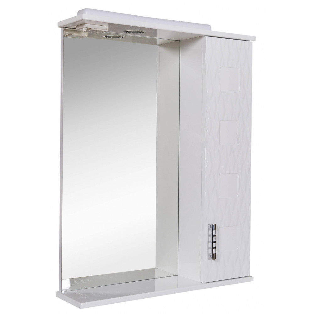 Зеркало Ассоль 65 см с пеналом справа и подсветкой