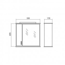 Зеркало Ассоль 55 см с пеналом слева и подсветкой