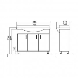 Тумба Ассоль 80 см с умывальником