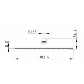 Верхний душ Rodos 014CP 300x300mm, квадратный