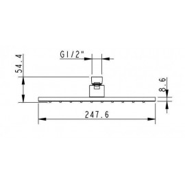 Верхний душ Rodos 011CP 250x250mm, квадратный